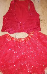 Kids Costumes to Hire - Red sequin Wcoat & Tutu - GIRL